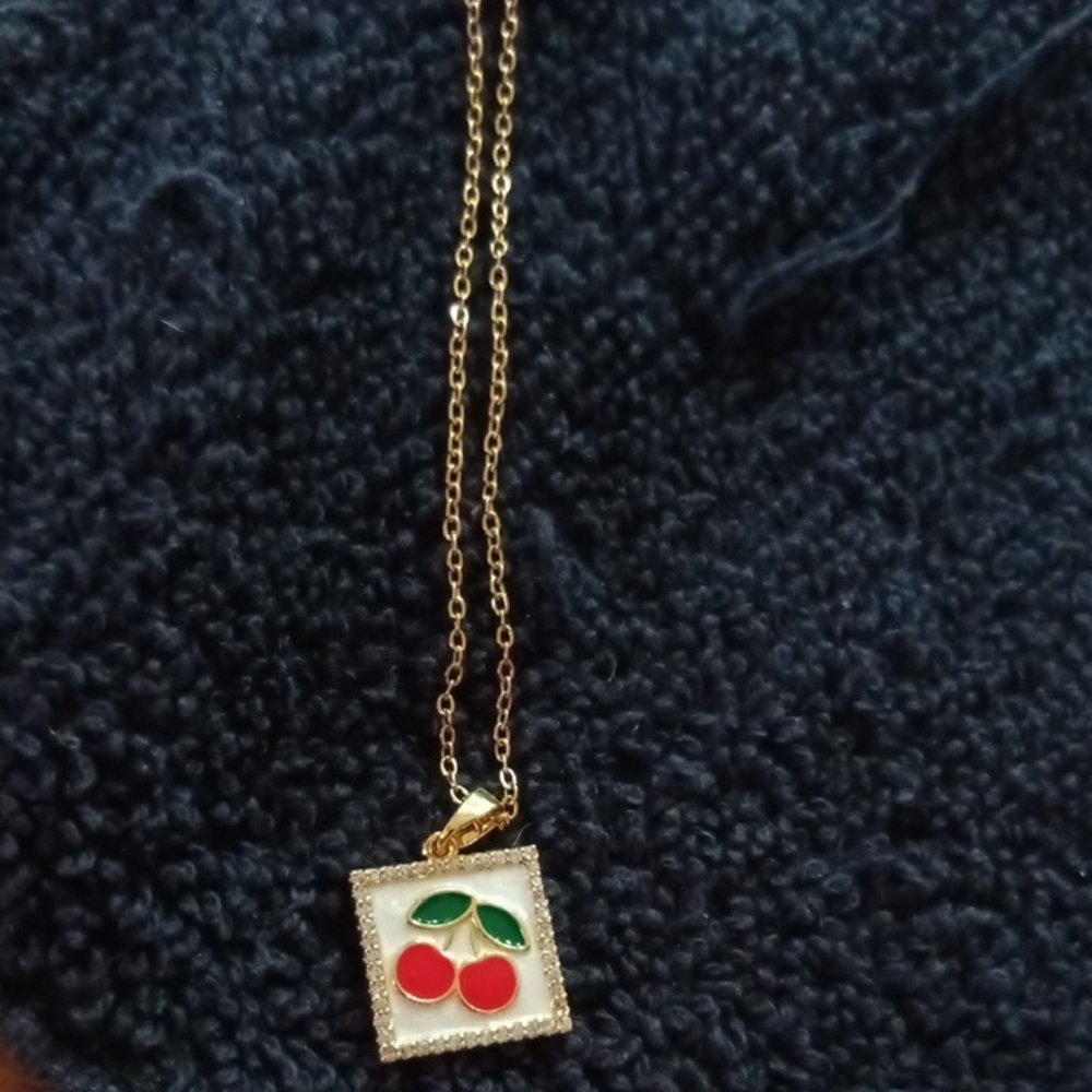 Gold Cherry Pendant Necklace
